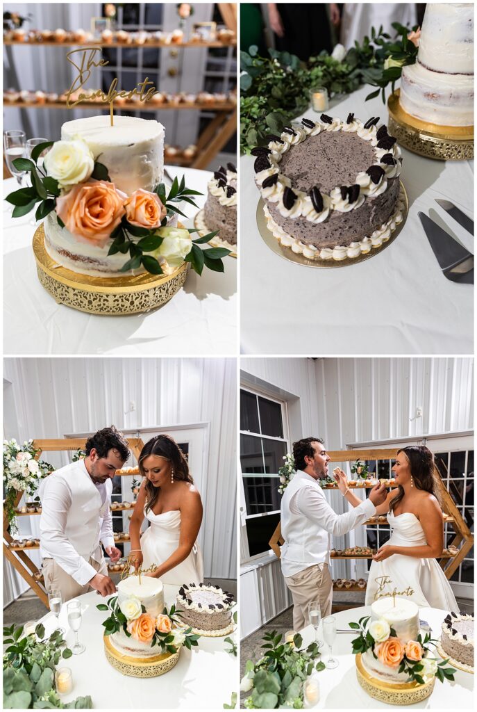 bride and groom cake cutting