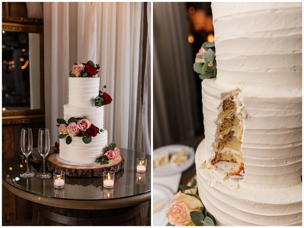 wedding cake and inside of cake